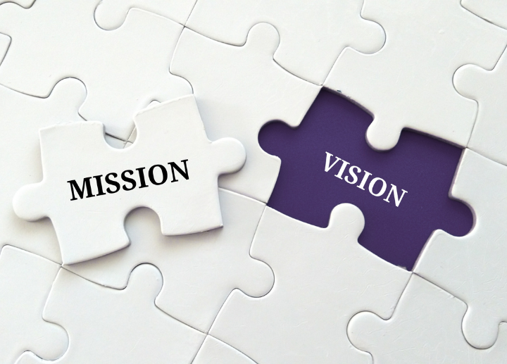 puzzel pieces with mission and vision written on it